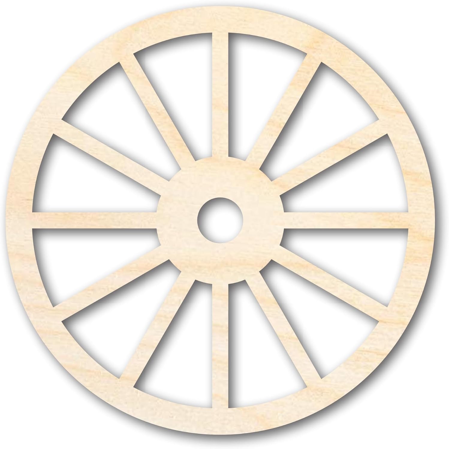 Unfinished Wood Wagon Wheel Shape | Rustic Farmhouse | DIY Craft Cutout | Up to 24" 24" / 1/8"