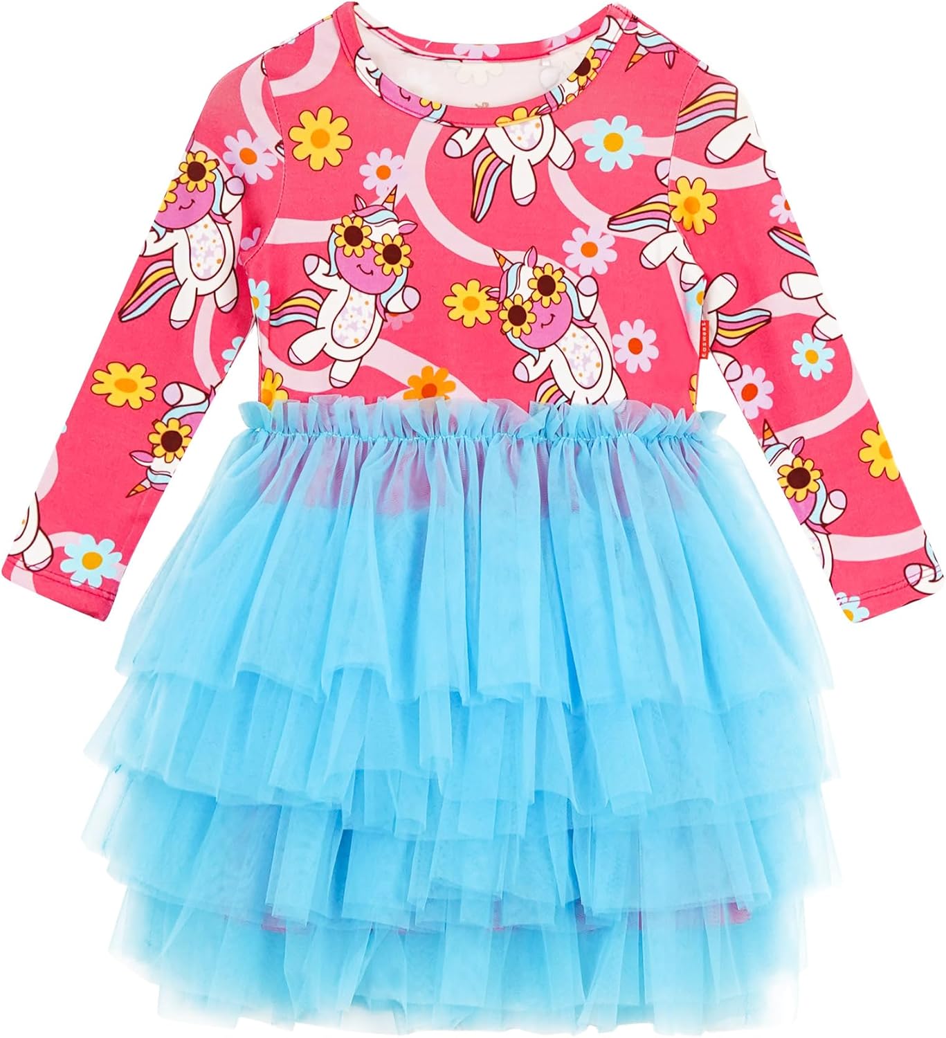 Toddler Girl Tulle Dress, Bamboo Viscose Long Sleeve Tutu Birthday Party Dress Outfits 2-5T