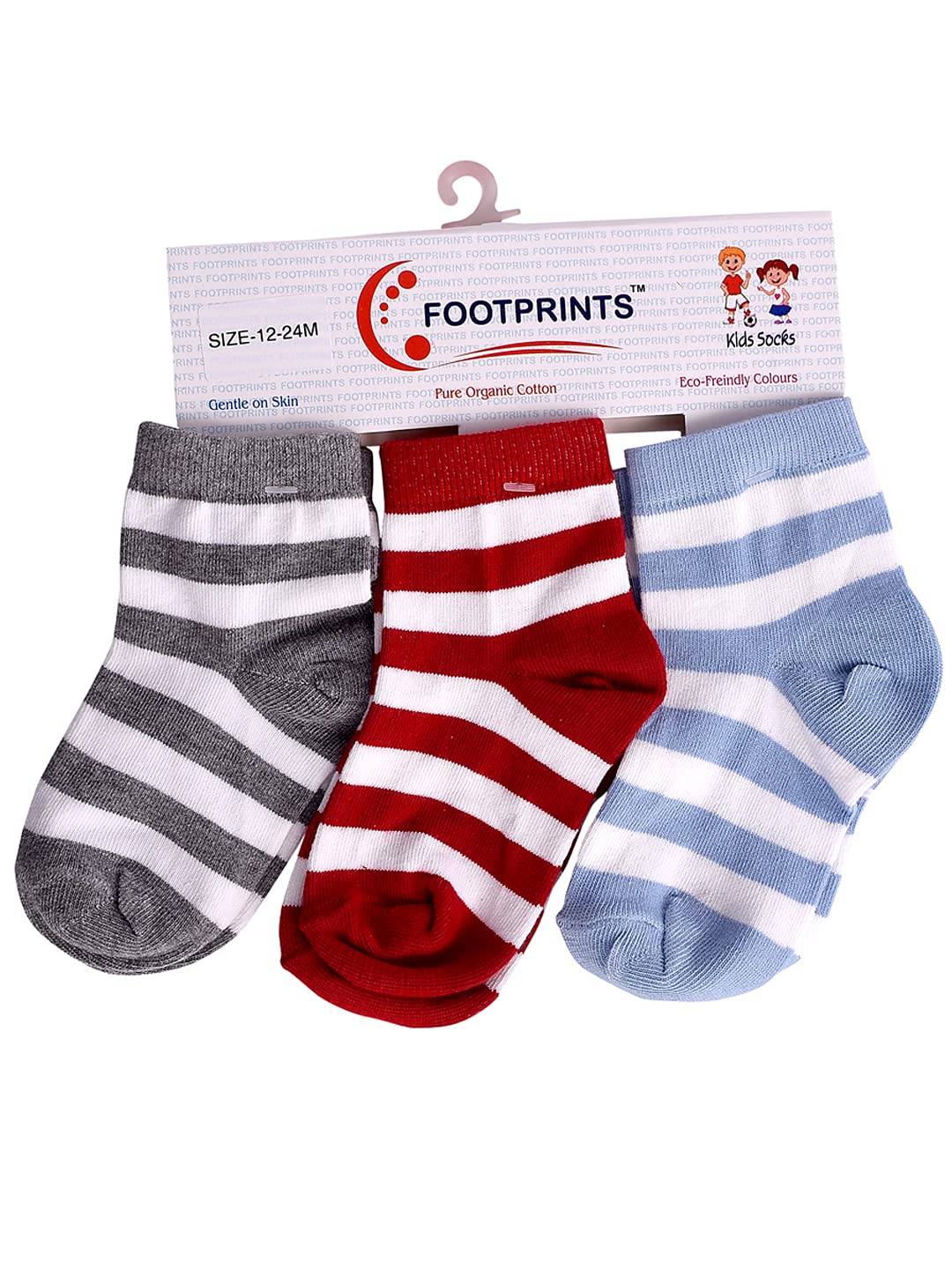 FOOTPRINTS Cotton Unisex Calf Length Socks | Pack Of 3 |