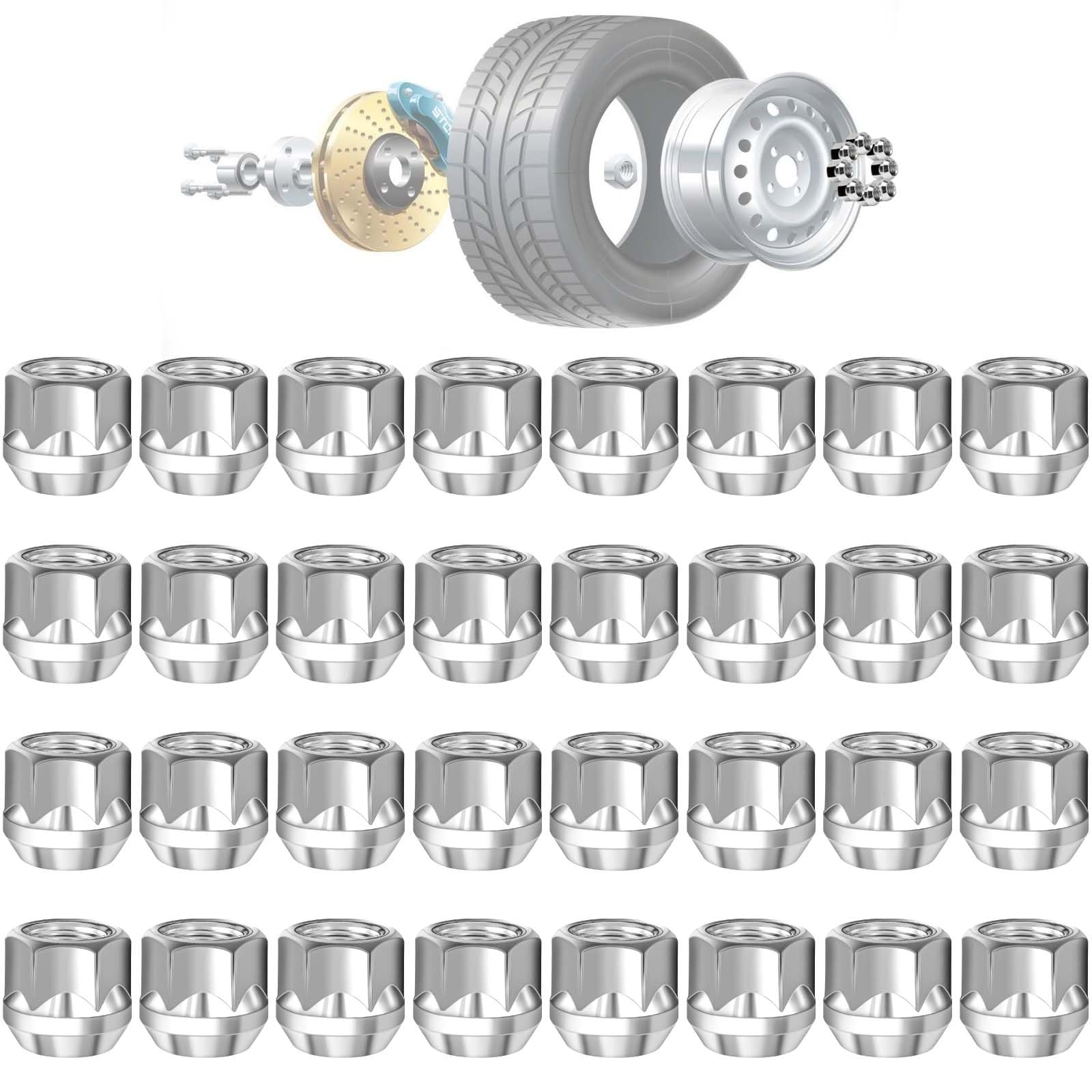 M14×1.5 Open-End Lug Nuts with 60 Degre Conical Seat,Galvanized, 3/4" Hex (0.83" Length x 0.87" Width) Replacement for Che-vy Silverado Tahoe,RAM 2500