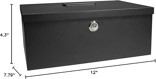 Miniatura 6 de BARSKA Caja de efectivo de 12 pulgadas y bandeja de 6 compartimentos con cerradura de llave, color negro