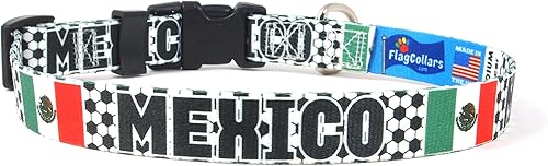 Collar de perro  Fútbol  Fútbol  Bandera de México  Xtra grande, grande, mediano, pequeño, extra pequeño  Fabricado en Estados Unidos  Regalo para