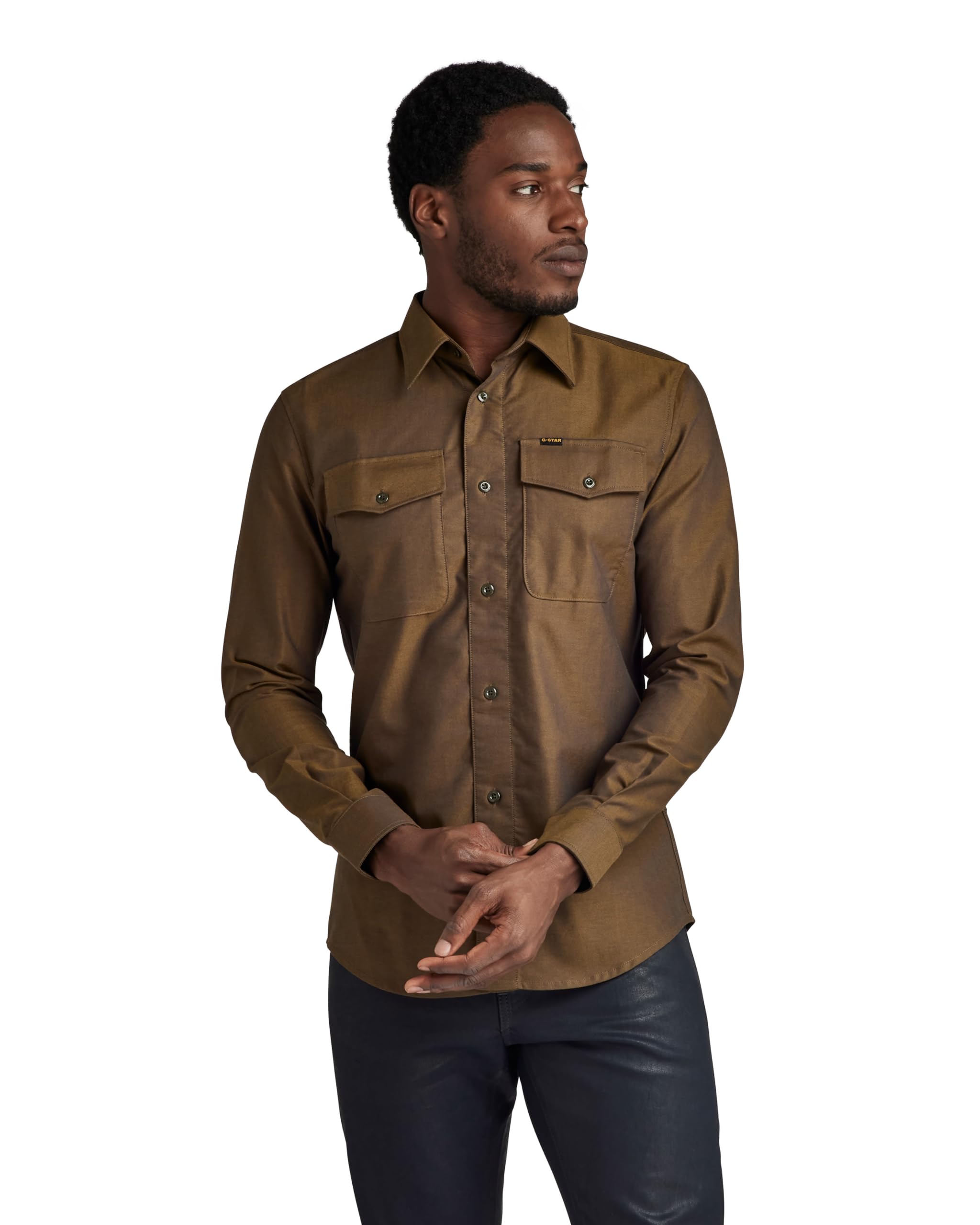 G-STAR RAW Herren Marine Slim Hemd, Mehrfarben (Tobacco/Imperial Blue Oxford D24963-7665-G295), XXL
