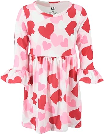 Girls Long Sleeve Ruffled Dresses for Toddlers and Kids