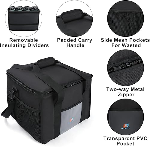 Miniatura 7 de Bolsa térmica XXL para bebidas. Aislamiento de alta densidad, divisor acolchado, correa para el hombro, múltiples bolsillos, cremallera resistente.