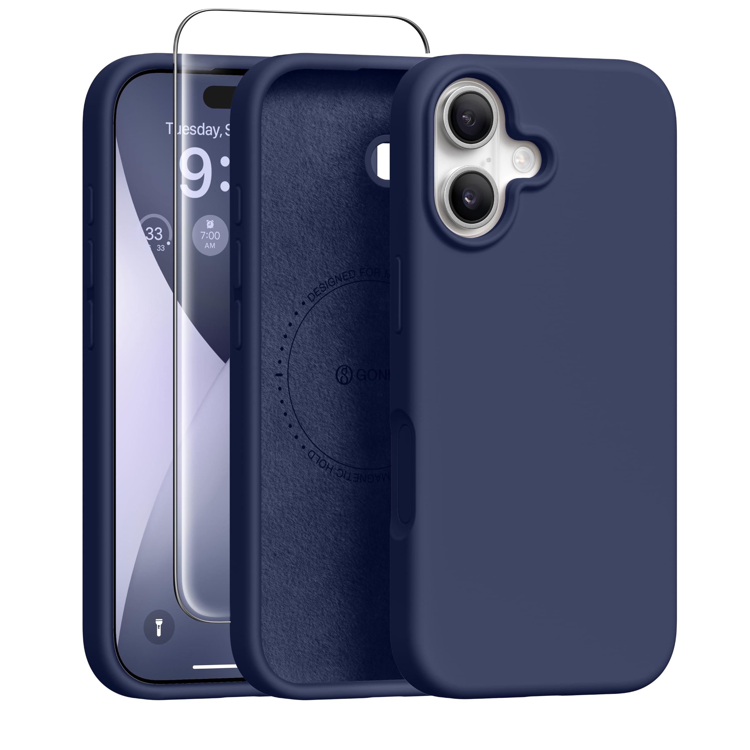 GONEZ Magnetic for iPhone 16 Case, Silicone Cover Midnight Blue