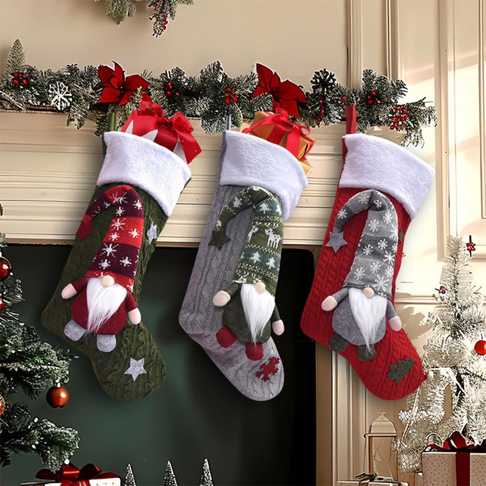 Weihnachtsstrümpfe, große Größe, dekorative Geschenktüte, Stricken für Familie, Urlaub, Weihnachten, Party-Dekorationen (3)