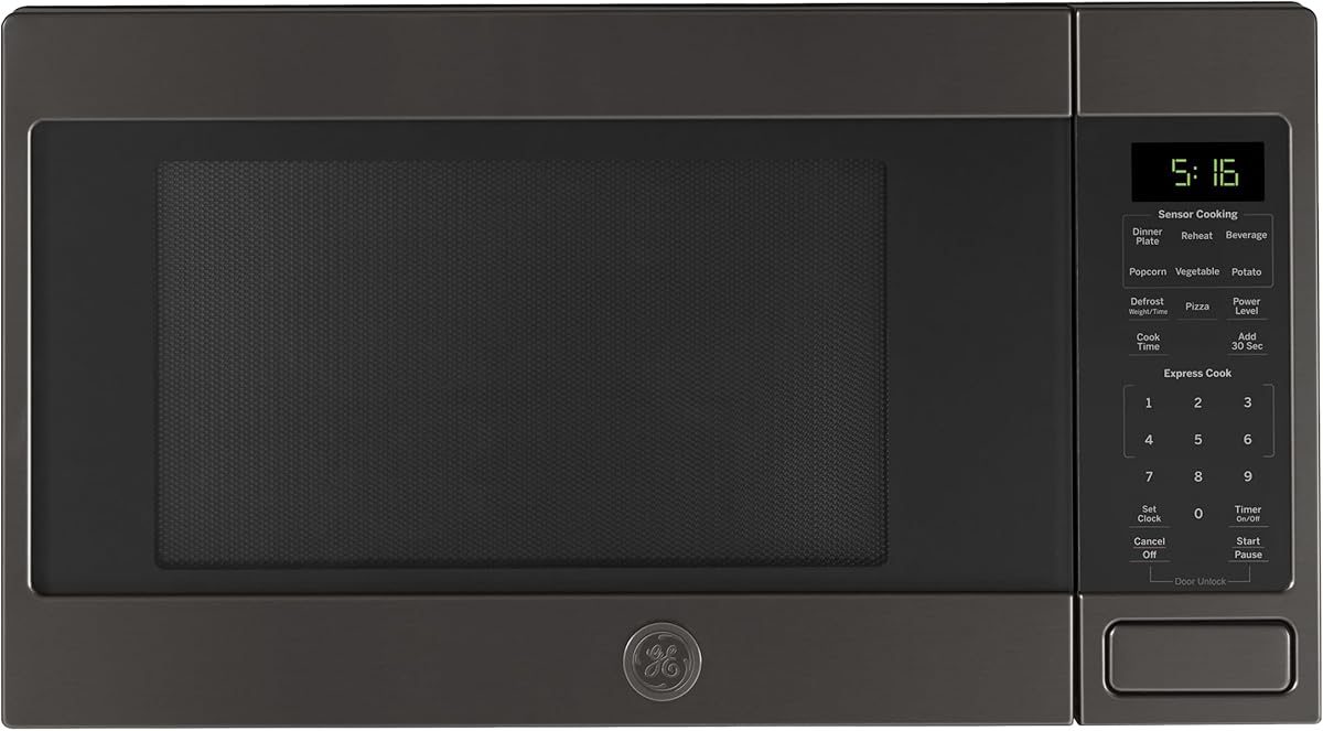 GE GCST16S1WTS Microwave Oven, 1,150-watt 8 Auto Cooking Settings, Child-Lock Technology, Kitchen Essentials for The Countertop, Dorm Room or Apartment, 1.6 Cu. Ft, Black Stainless : Everything Else