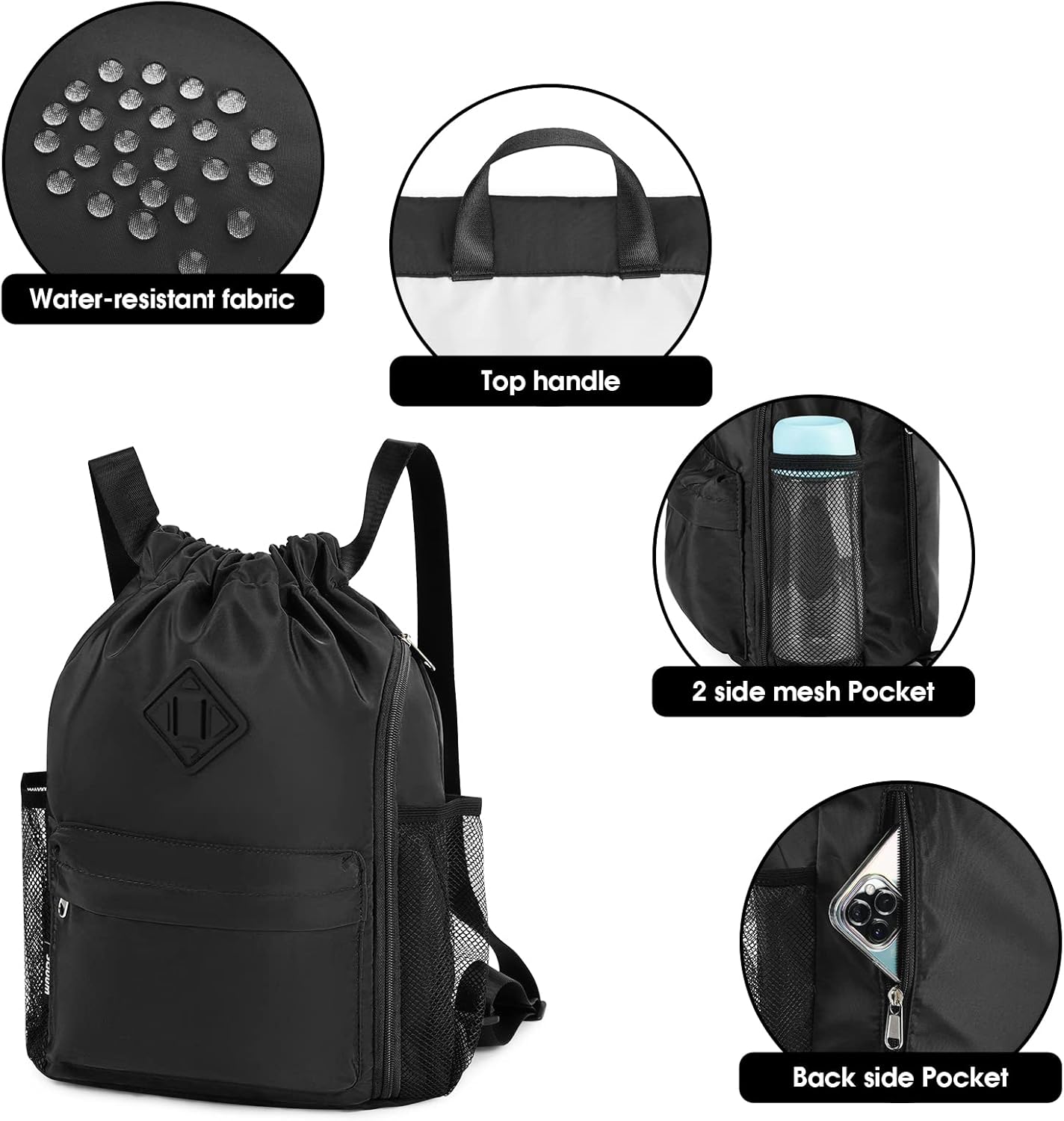 Drawstring Backpack - Butterfly Flowers Gym Bag For Women Men Water Resistant Drawstring Bags Sackpack For Gym Shopping Sport Yoga