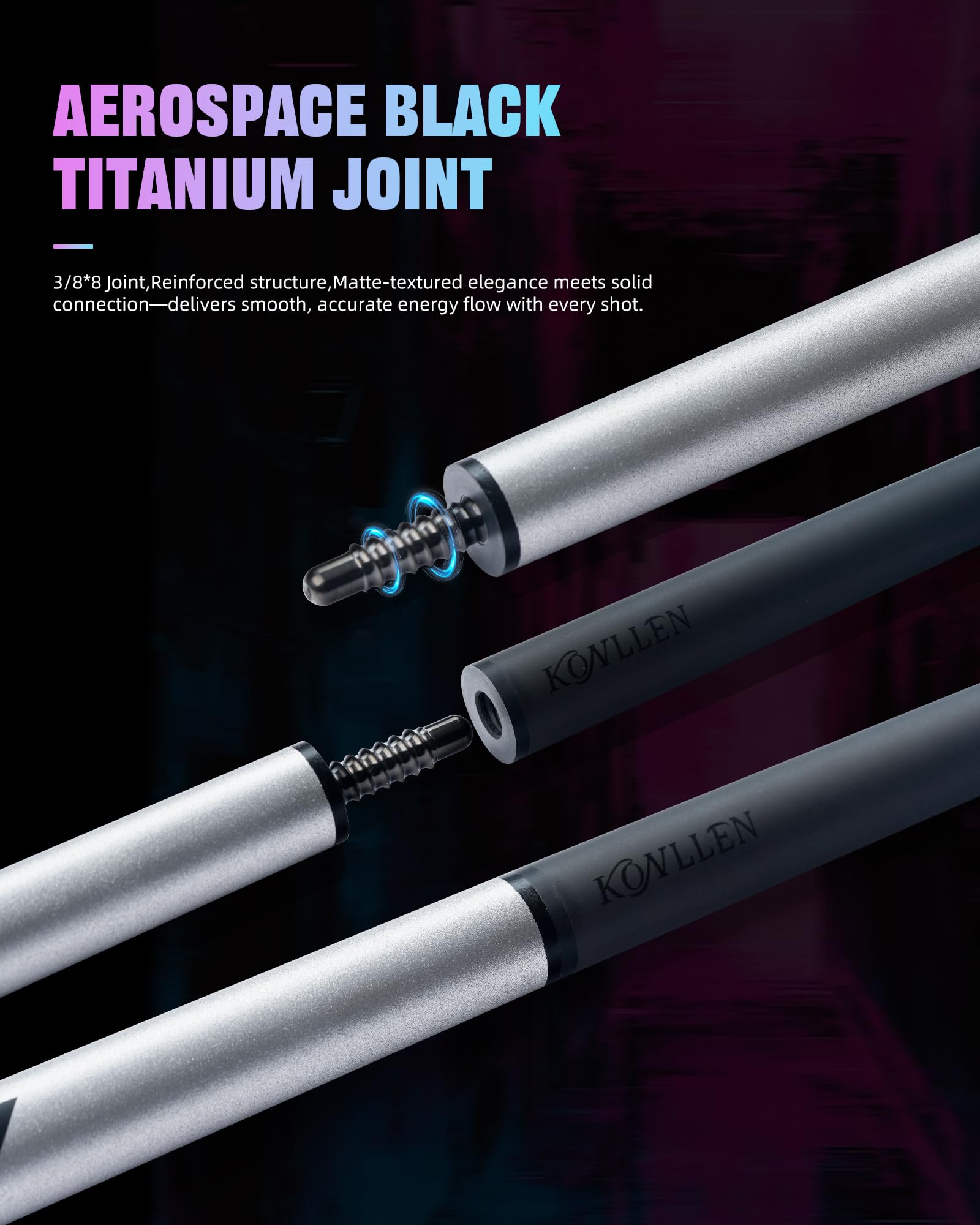 KONLLEN Heavy Hitter Break-Queue, Carbonfaser-Break-Queue mit 12,9 mm Spitze, Punch-Queue, Billard-Pool-Stick (KL-HH Break-Queue, nur 1/2 geteiltes Queue/anderes Queue, 3-teiliges Break-Jump-Queue)