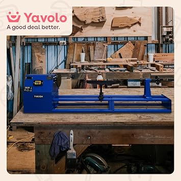 Wood Lathe & Chisel Set 400W Variable Speed Woodturning Machine, 1m Bed, 350mm Turning Diameter, Adjustable Tool Rest, Tailstock with Spindle Tip, Front End Driver Included Bundle