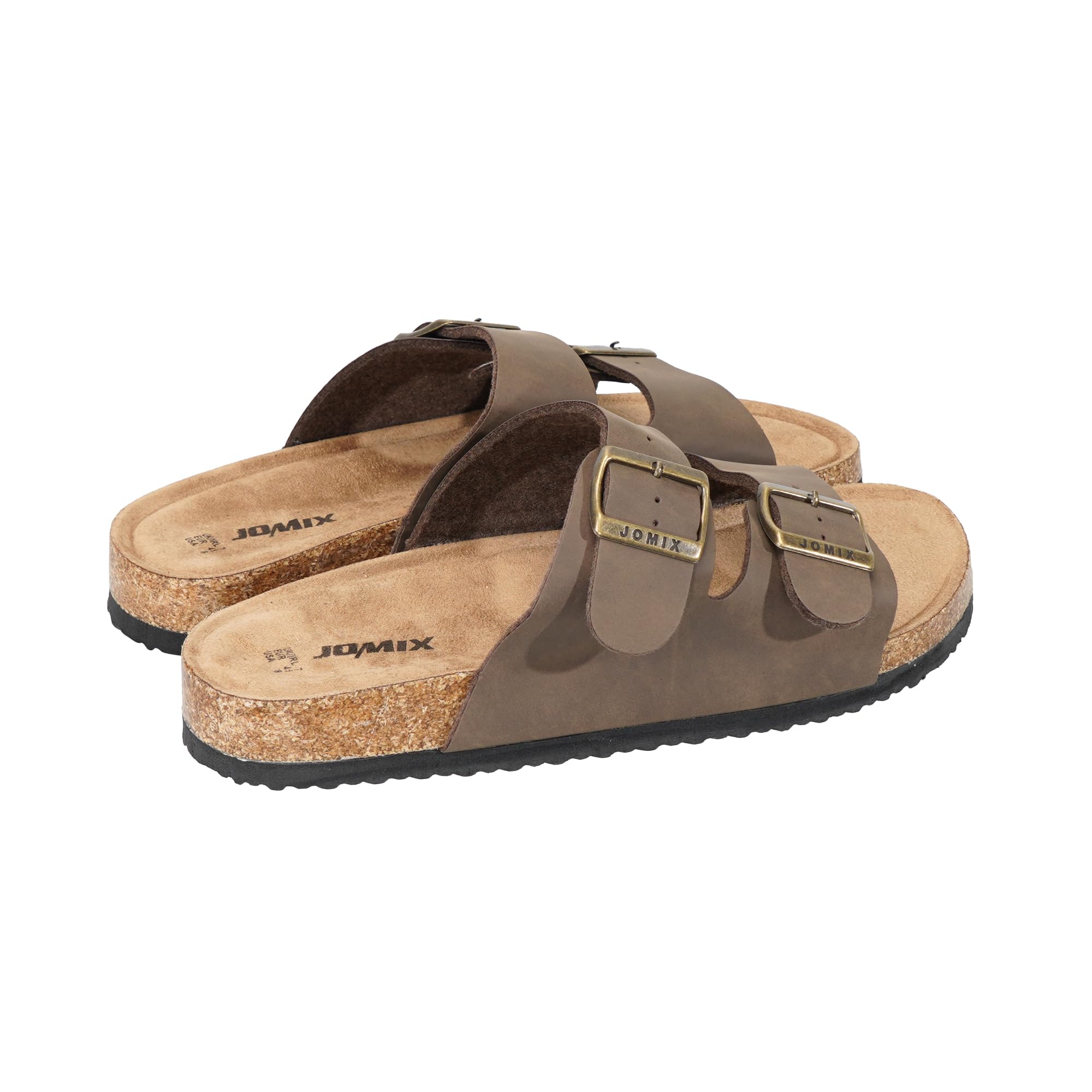 JOMIX Ciabatte Uomo con Doppia Fascia Regolabile Sandali Piatto Elegante Sabots Estive Suola in Sughero Antiscivolo e Comodo per All'aperto