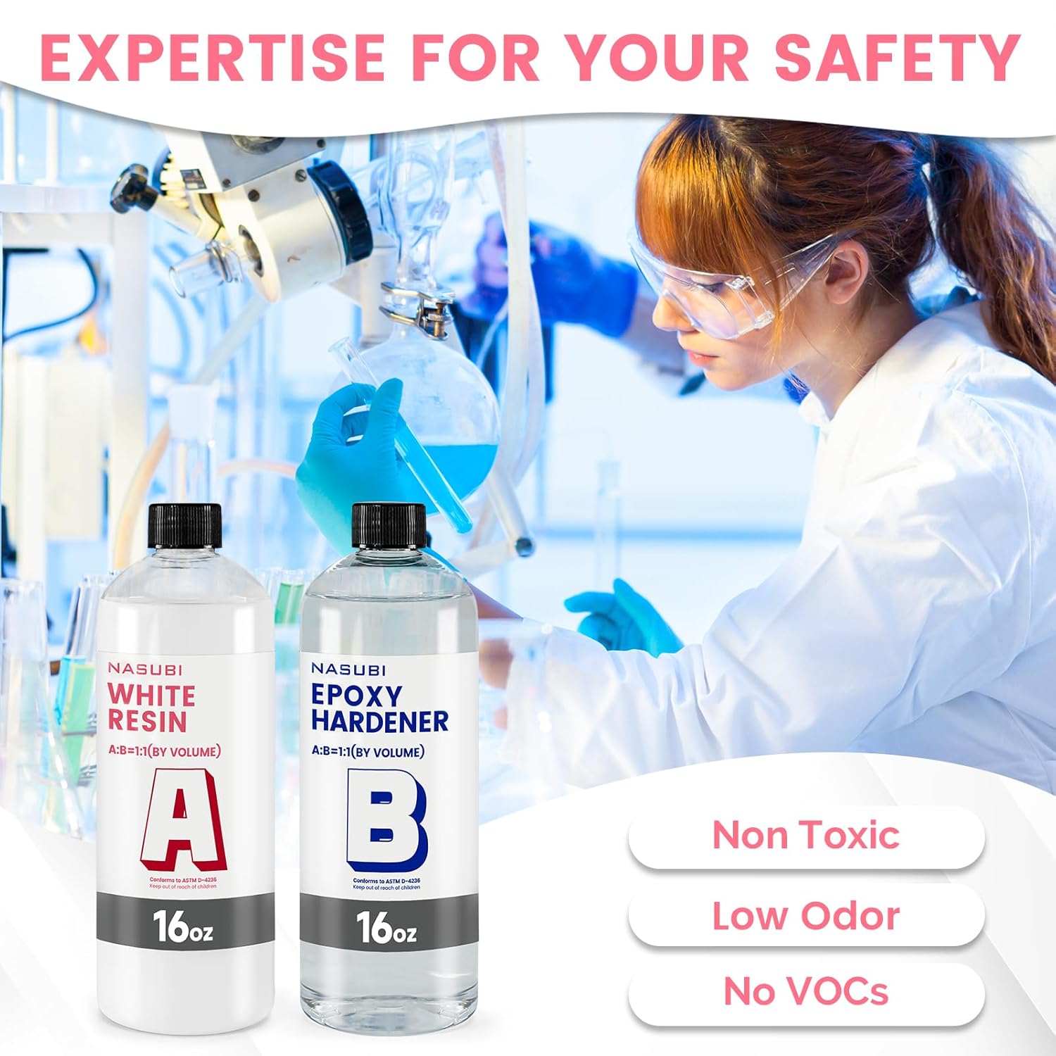 NASUBI 32oz White Resin Epoxy - High Gloss, No Bubbles, Easy to Use, No Odor - Casting Resin for Craft, Coasters, Molds - Professional or Beginner