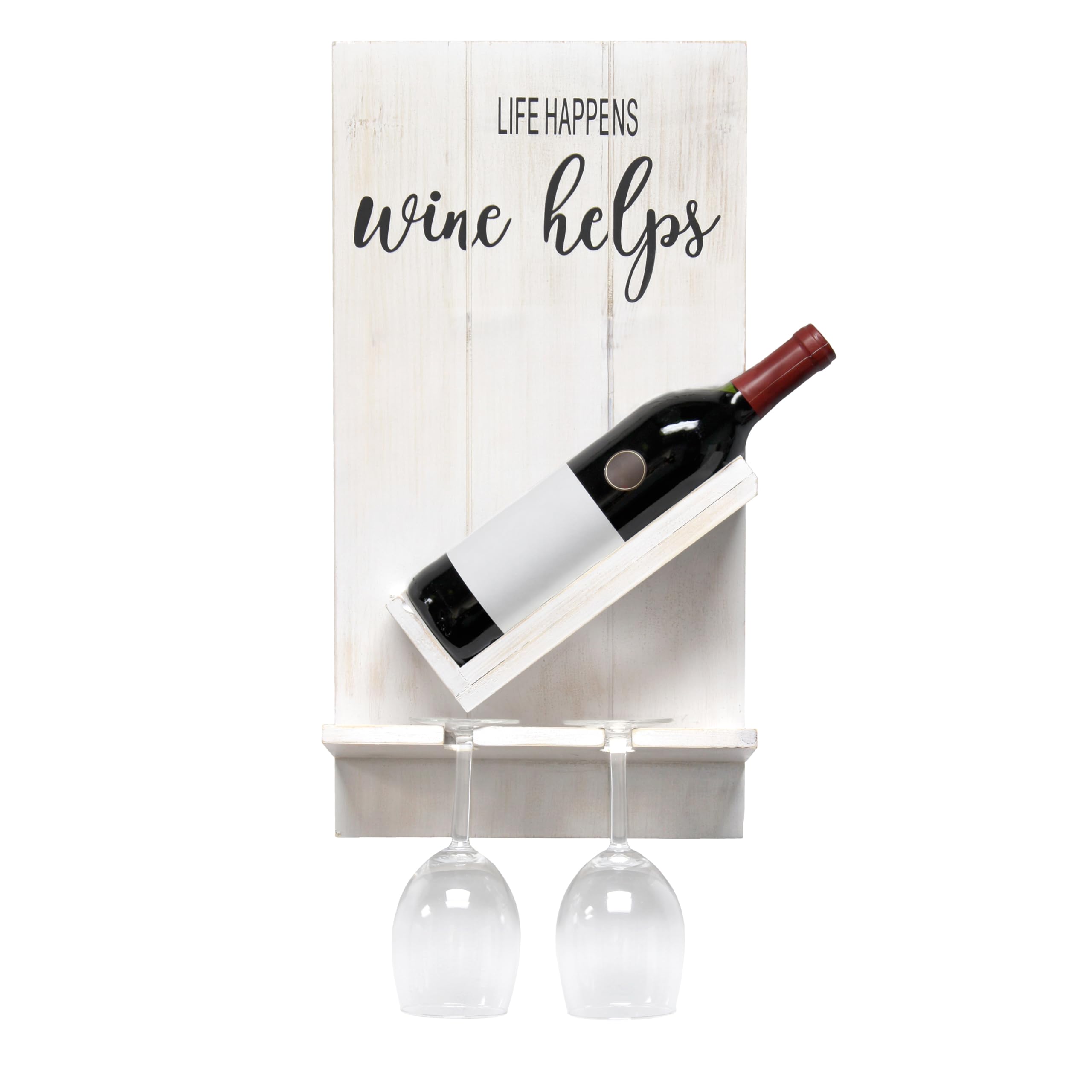 Étagère murale Wine Wisdom Elegant Designs HG1028-WWH blanc délavé 50,8 cm