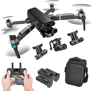 Drone com câmera com câmera dupla para crianças, câmera 8K + 1080P ultraleve e quadricóptero dobrável, retorno automático para casa, siga-me, ponto de passagem, estojo de transporte 1 bateria (3 bate