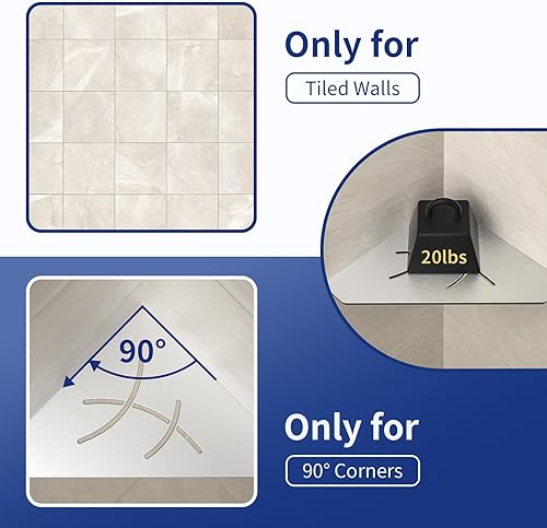 Miniatura 4 de Estante esquinero de ducha de 10 pulgadas, acero inoxidable cepillado 304, estantes esquineros pentagonales empotrados para baño, paquete de 2, no