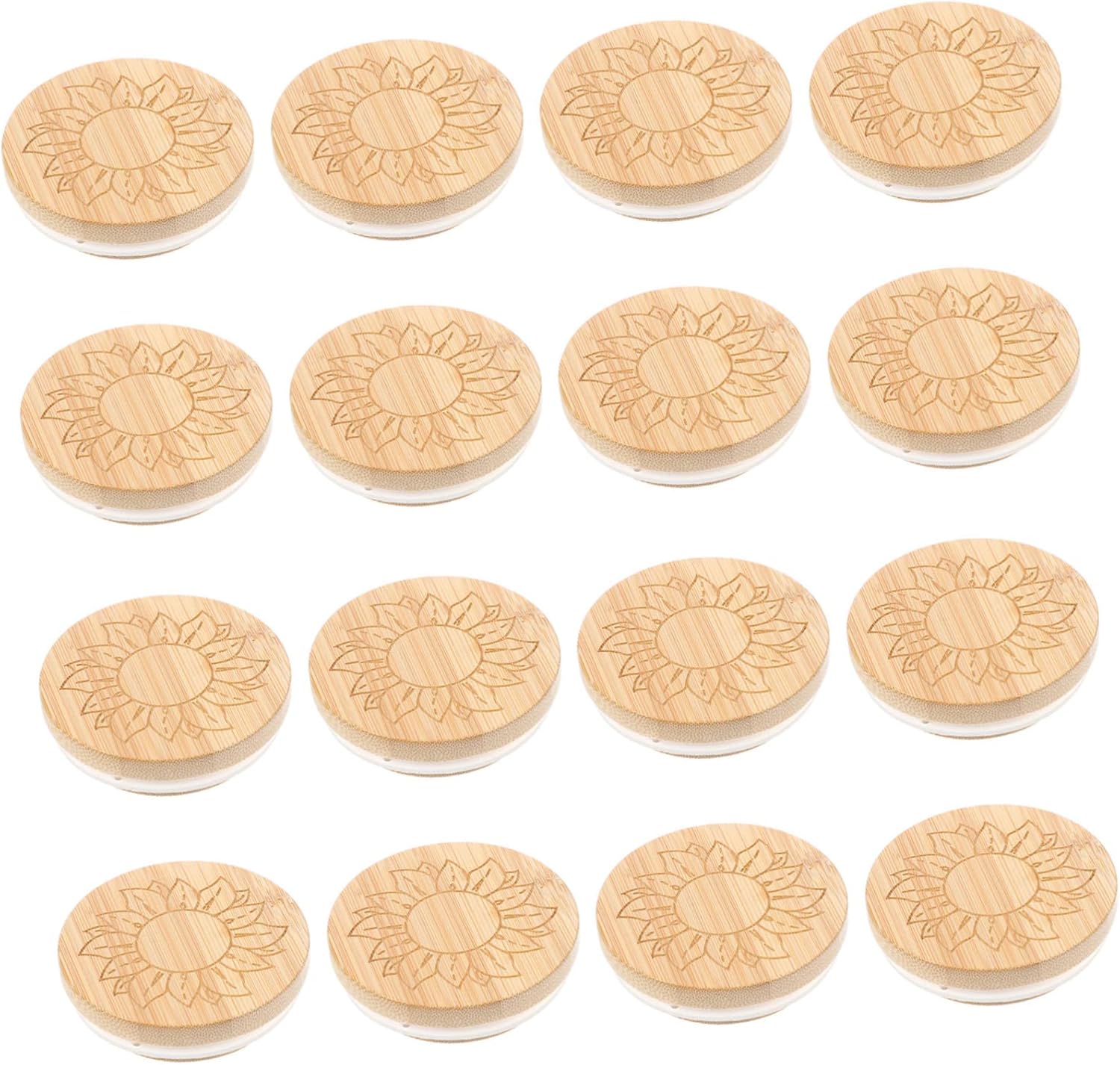 Gatuida 16pcs Bamboo Jar Lids Airtight Sealing Covers for Yogurt Snacks Cookies Spices Honey and Tea Storage Lids for Jars