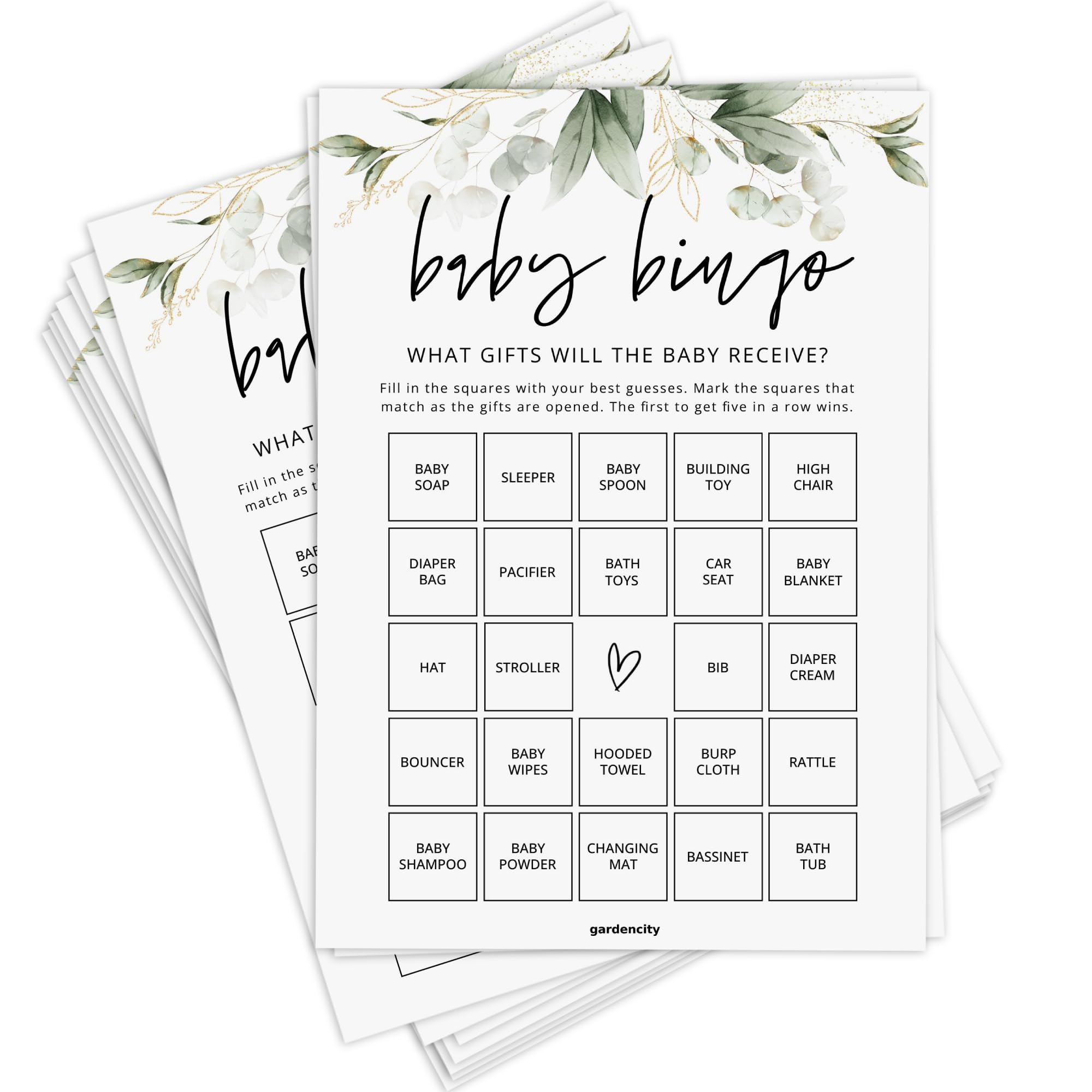GardenCity Baby Shower Bingo Per Femmina - 50 Carte Uniche Già Riempite, Divertimento Garantito Con Istruzioni, Rosa - 3