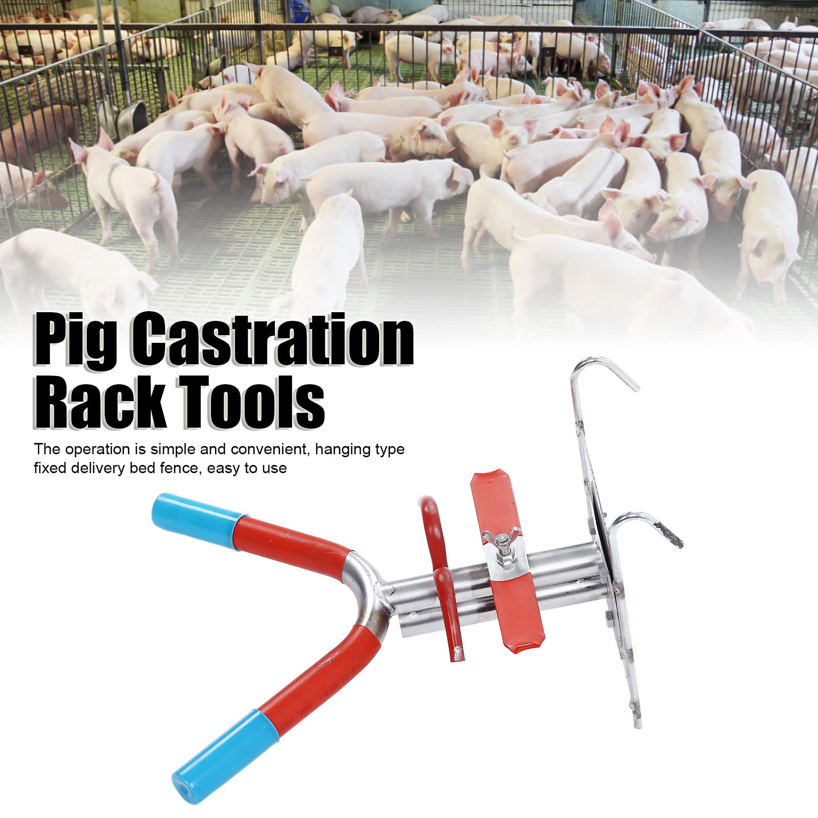 Pig Castration Rack, Operation Simple Convenient, Stainless Steel Material Durable, Reusable Double Hook Hanging Pig Castration Frame for Pig Farm Castrating Piglets