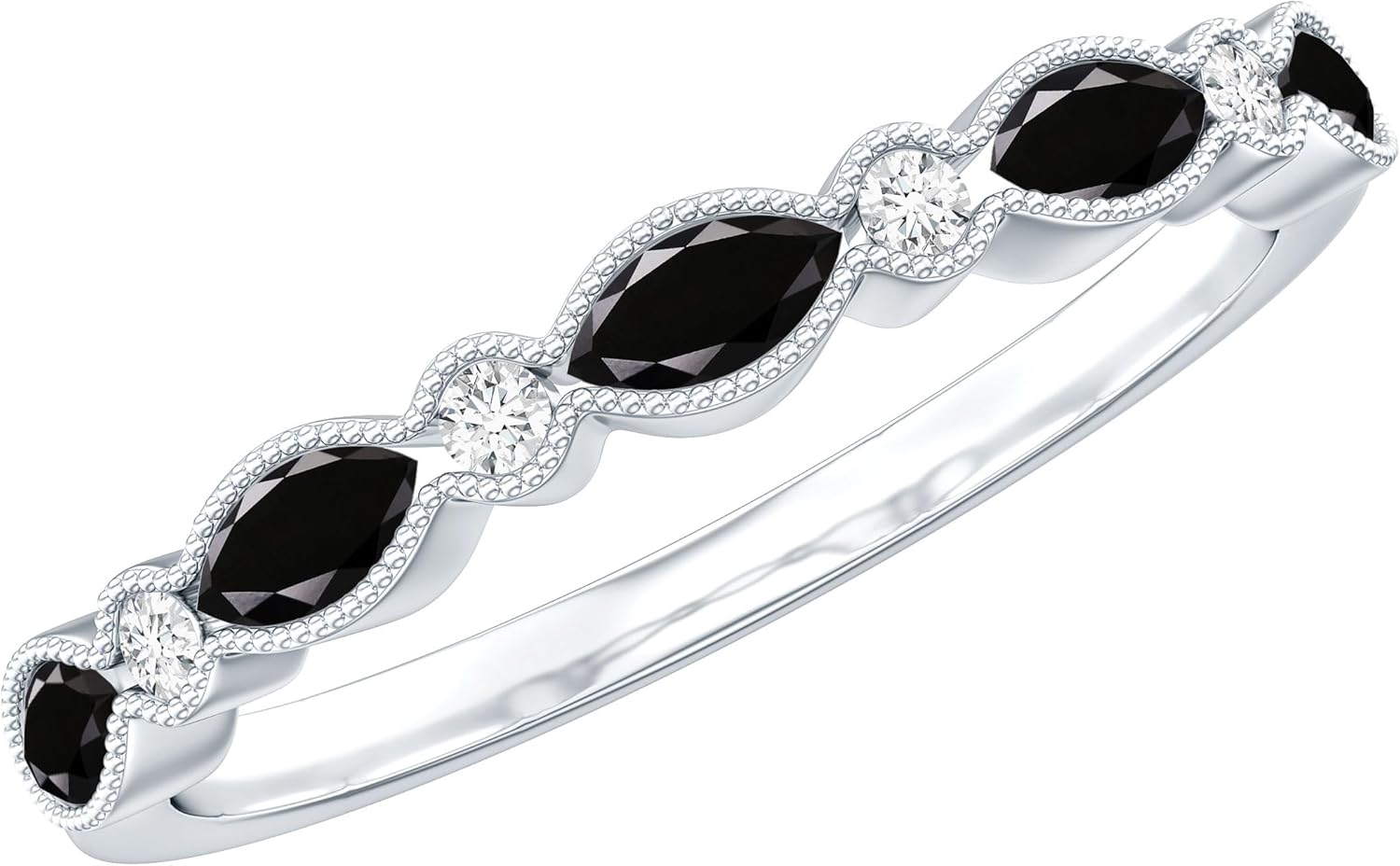 Real Black Onyx Eternity Wedding Band in Silver, AAA Quality, Certified Onyx Promise Ring - Gift For Special Occasions