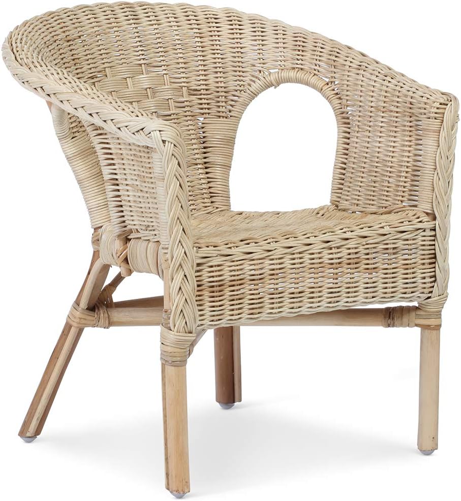 Desser Indoor Kids Wicker Loom Chair in Natural – Fully Assembled Rattan Hand Crafted Cane – Toddlers Infants Children's Chair for Bathroom, Bedroom, Garden – H49.5 x W43 x D37cm, Floor to Seat 29cm