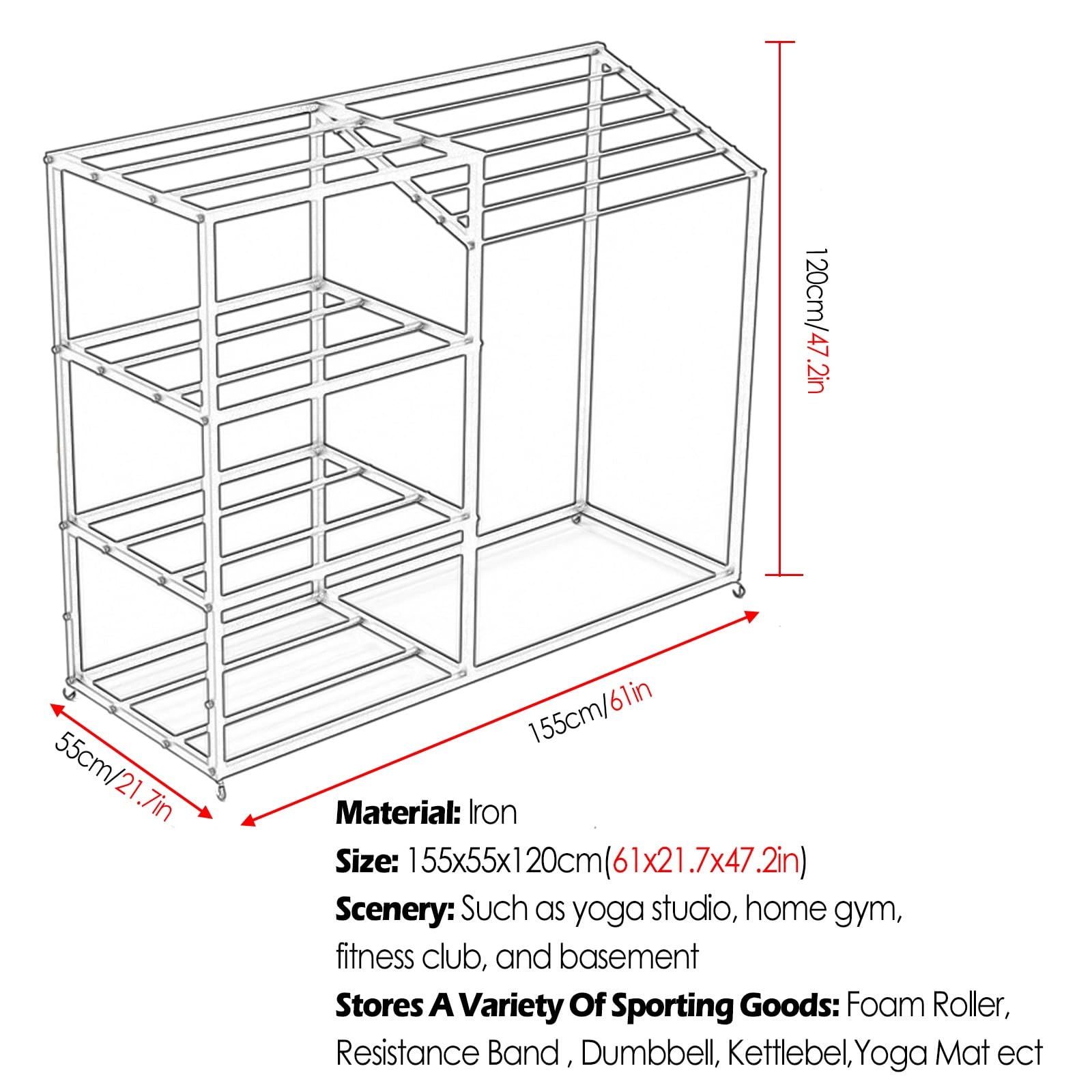Soporte Ajustable para Esterilla de Yoga, con Ruedas, para el hogar, para Guardar Rodillos de Espuma en gimnasios o Salas de Fitness, para exhibir en el Suelo colchonetas de Pilates y ejerci