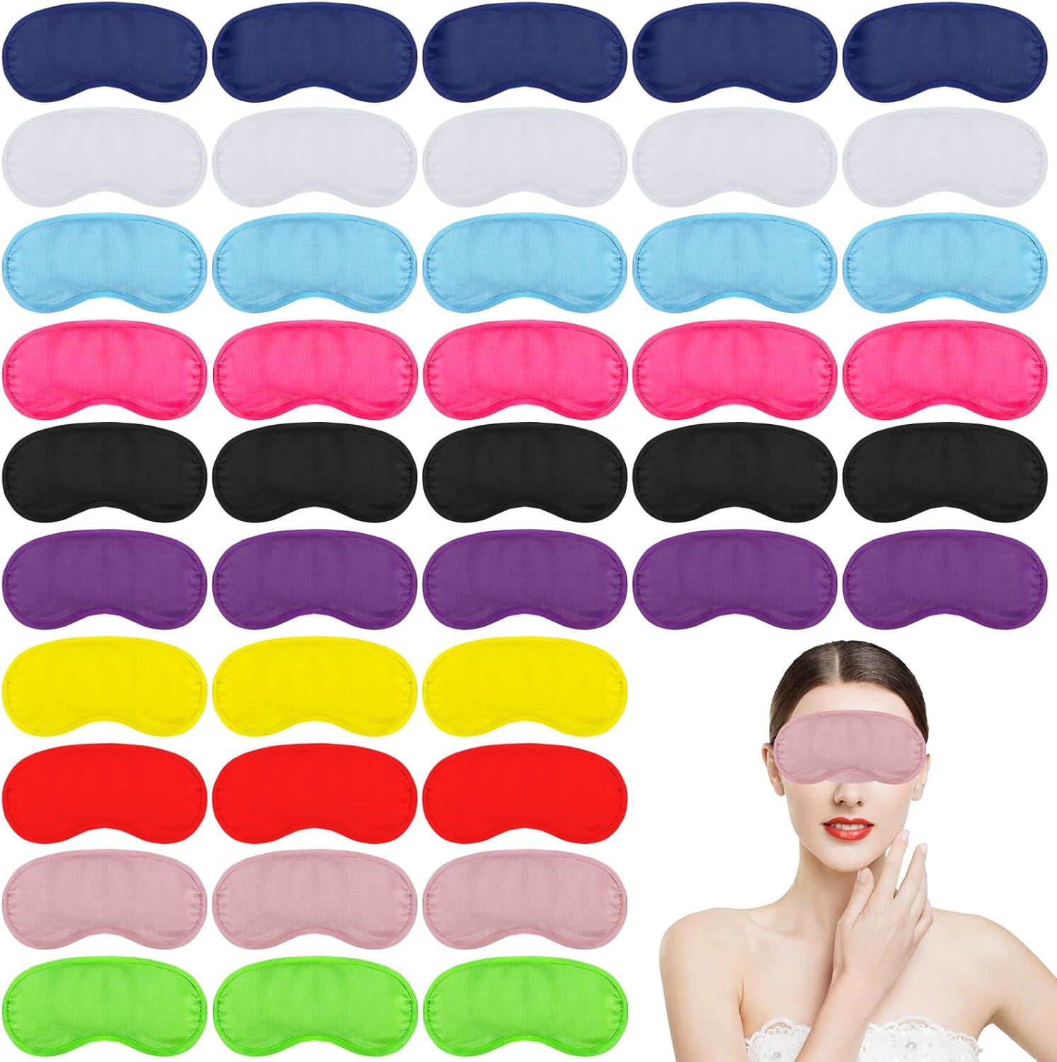 100 Pieces Eye Mask Cover Sleep Mask,Blindfold Sleeping Masks,BlindFolds for Party Game,Eye Cover with Adjustable Strap,Soft Sleep Mask Bulk for Travel Sleep Women Men,10 Colors