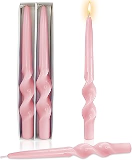 9 Inch Taper Candles Twisted Candlesticks Handmade 2 Pack Unscented Candles Spiral Candles Candlesticks for Wedding Housewarming Yoga(Pink) - Buy now