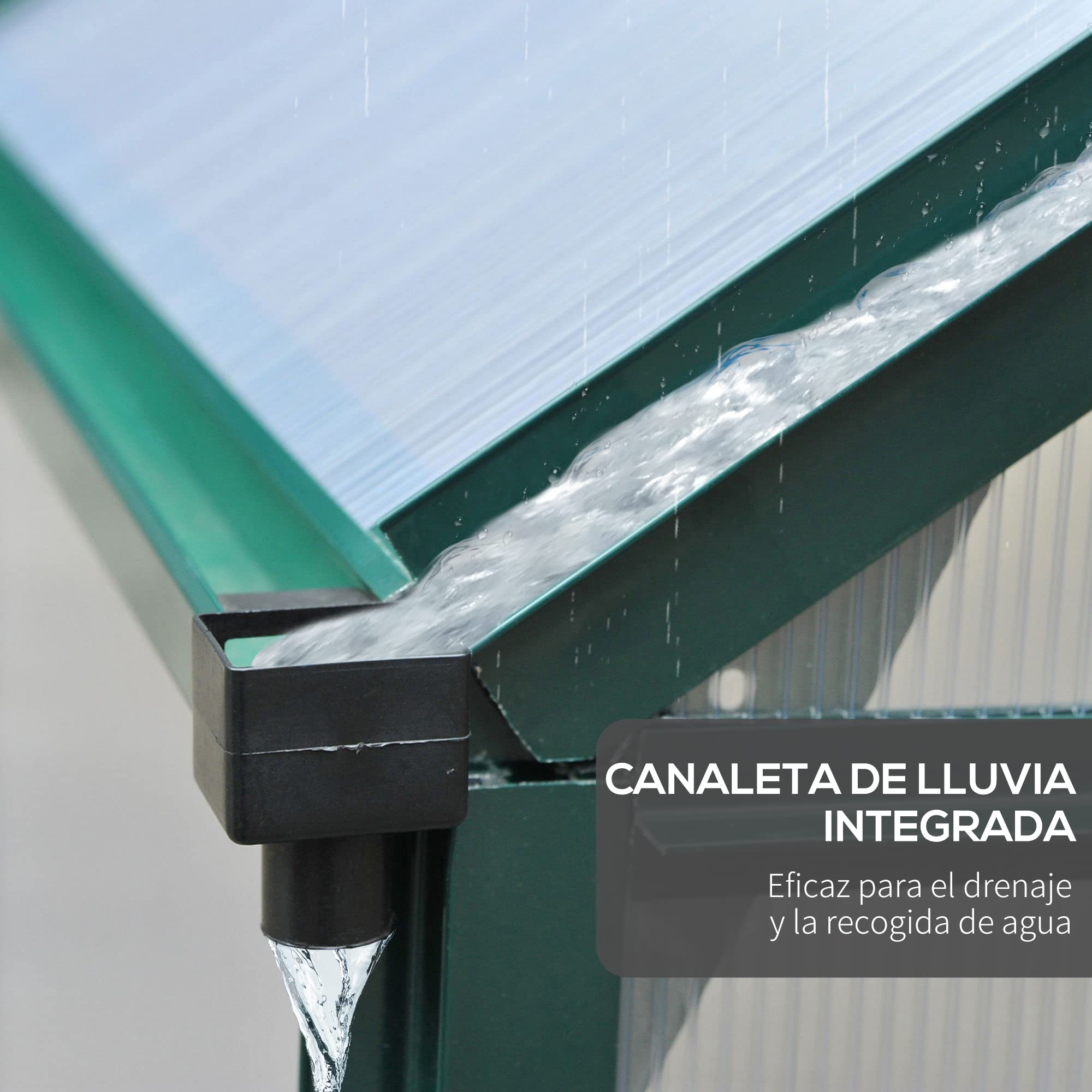 Outsunny Invernadero de Jardín 2x2 m Policarbonato y Aluminio Vivero Casero con Tragaluz Protección UV30 y Base 3,65 m² para Macetas Cultivo Plantas Flores Transparente