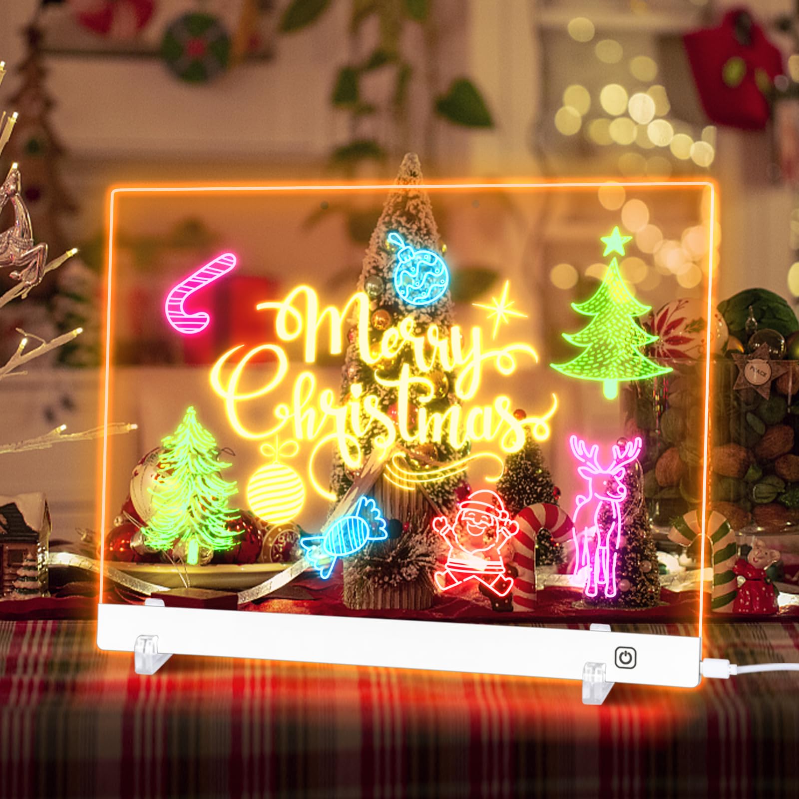Tablero de dibujo LED para niños, tablero de notas LED con colores (pizarra acrílica de borrado en seco con luz y soporte integrado, regalo para niñas/adolescentes) (blanco 9.8 x 13.8 6