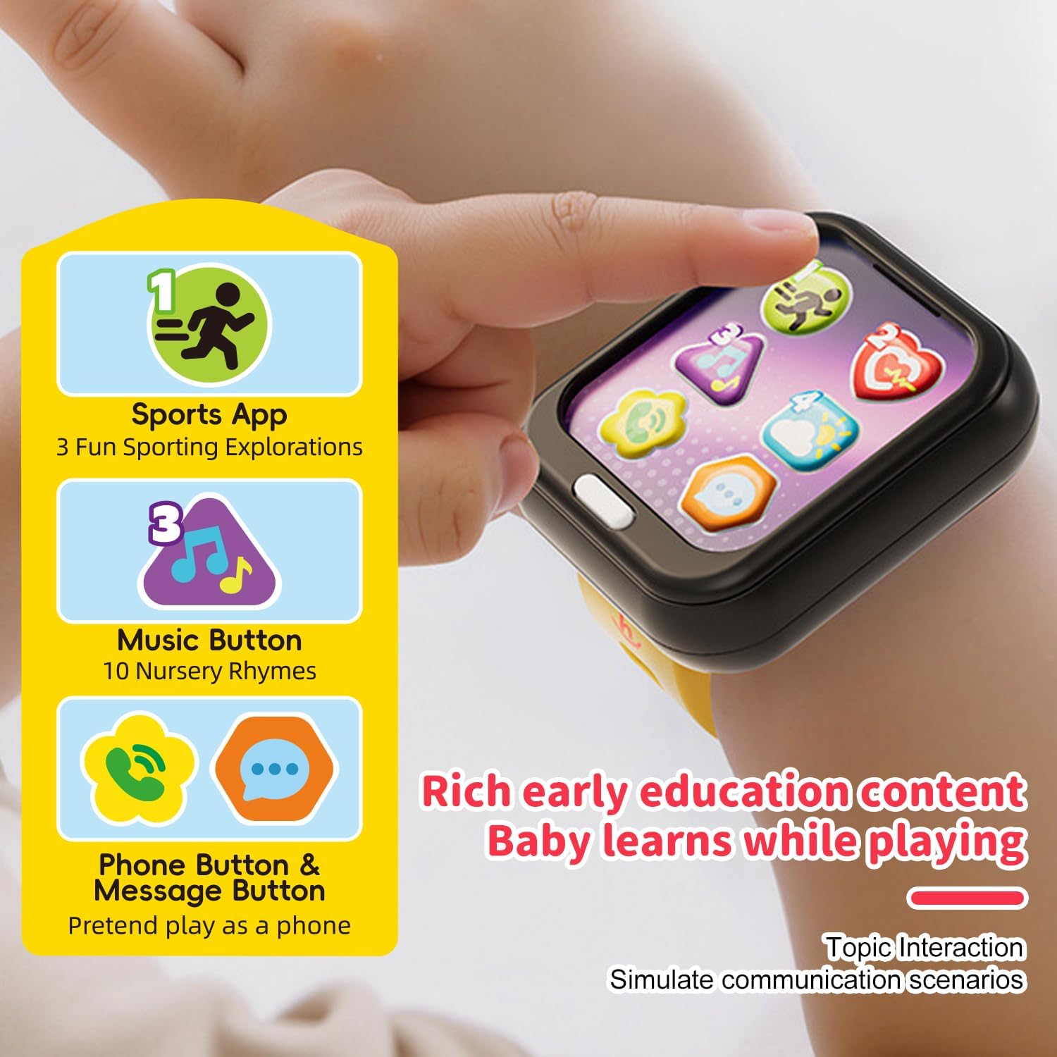 Toddler Smart Watch for Kids with Real Sounds | Mini Kids Watch for Early Education | Working Buttons for Interactive Learning | Numerical & Shape Cognition | Toddler Toy Watch Boys & Girls