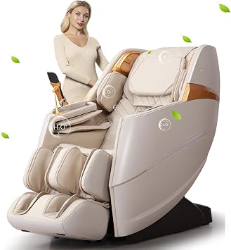 Oversize 4D Massage Chair Full Body Zero Gravity Massage Recliner Chair SL Track Motorized Extension Calf Kneading Massage Yoga Stretch Back Heating 20 Modes Space Saving AI Control Ivory