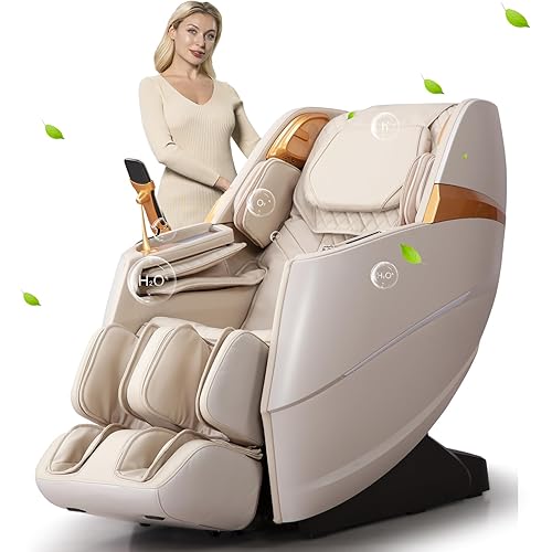 Oversize 4D Massage Chair Full Body Zero Gravity Massage Recliner Chair SL Track Motorized Extension Calf Kneading Massage Yoga Stretch Back Heating 20 Modes Space Saving AI Control Ivory