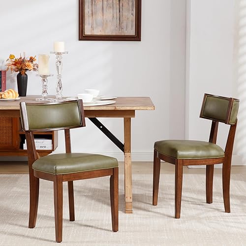 Miniatura 1 de Juego de 2 sillas de comedor modernas de mediados de siglo, sillas de comedor de granja con respaldo curvo, sillas de comedor con patas de madera de