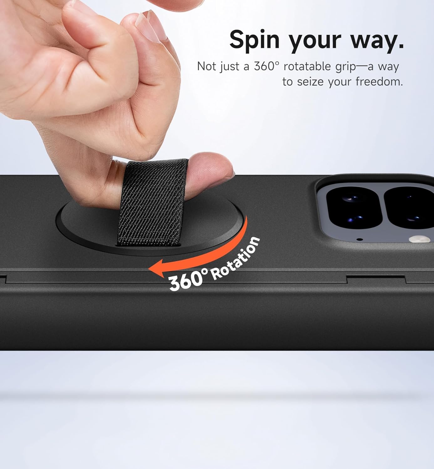 SURITCH for Google Pixel 10 Pro Fold Case with 360° Rotatable Hand Strap Phone Grip Holder & Invisible Kickstand & Screen Protector, Protective Cover for Pixel 10 Pro Fold -Black