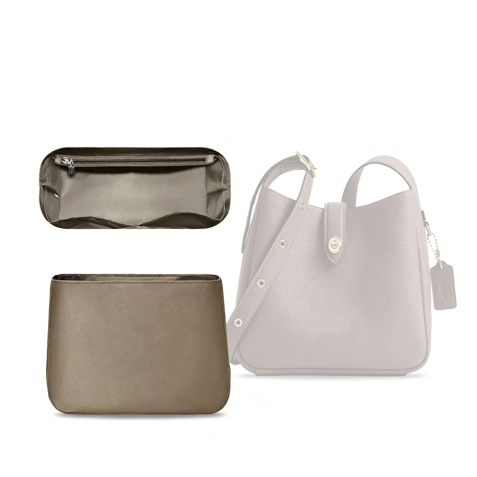Inserto Organizador para el Bolso de Hombro Coach Hadley, Funda de Almacenamiento de Nailon(Zipper Style,S)