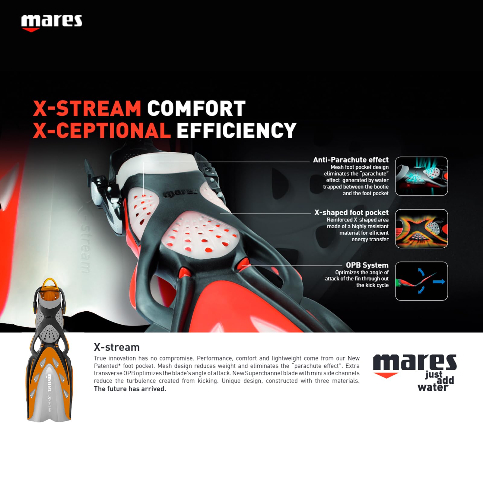 Mares Fins X-Stream 410019BNSOR