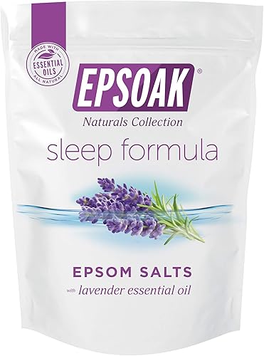 Epsoak Sal de Epsom de 2 libras. Sulfato de magnesio USP. (cantidad. 1 bolsa de 2 libras), fórmula para dormir de lavanda, bolsa de sal de Epsom