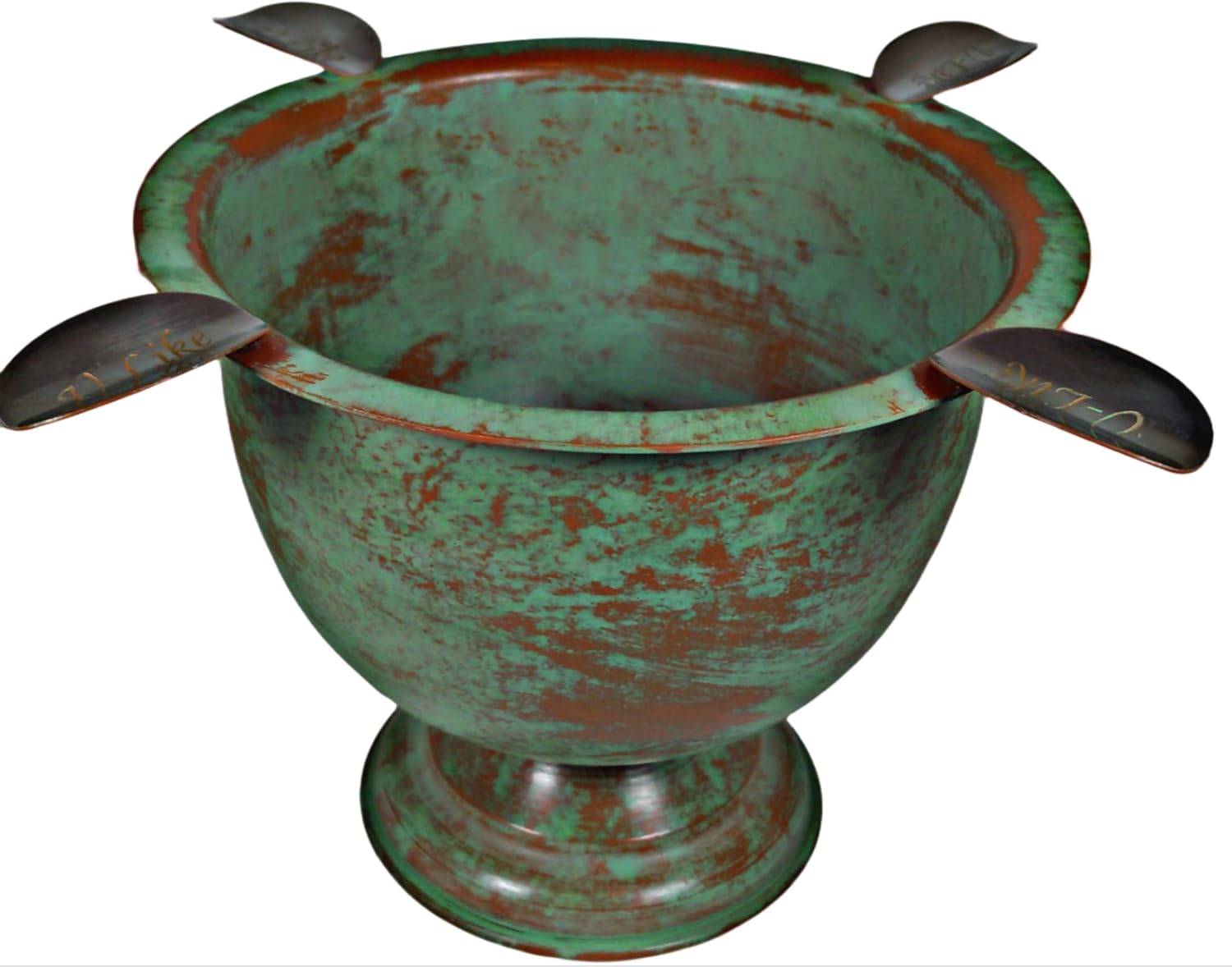 Cigar Ashtray Made In Iron Metal Tall Deep Bowl Box Pressed Wind Resistant Ashtray With 4 Stirrup (Acid Wash)