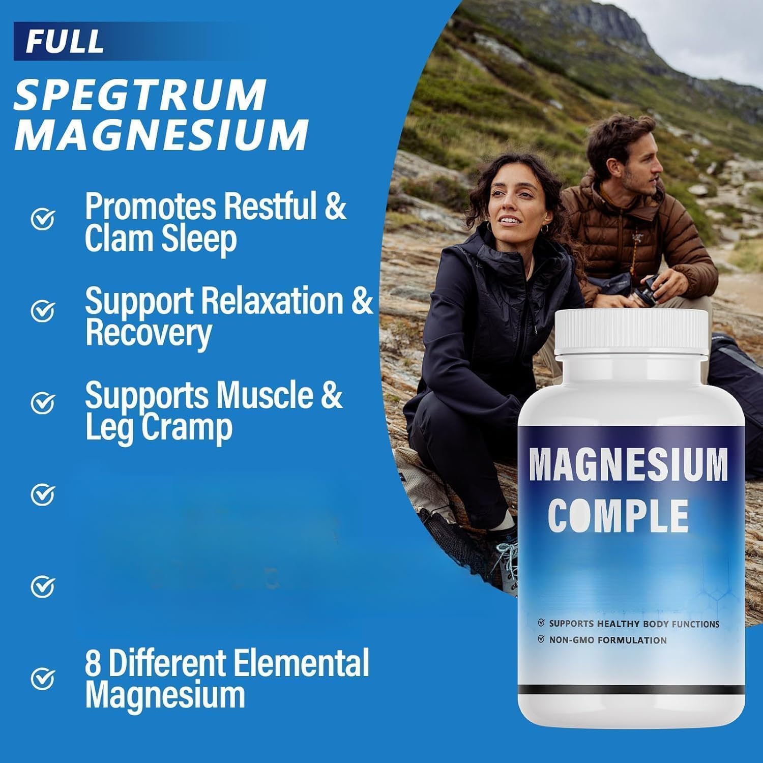 Integratore nutrizionale complesso di magnesio 8 in 1