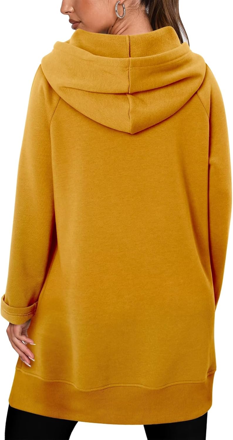 StunShow Women Oversized Sweatshirt Pullover Casual Split Hem Long Hoodie Dress with Kangaroo Pocket 2025 Fall - Image 5