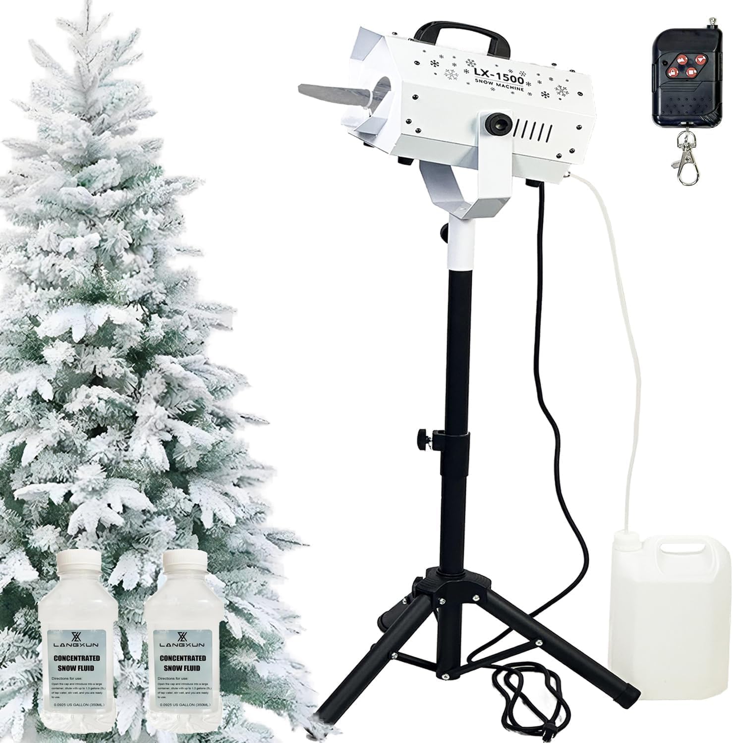 LANGXUN 1500W Snow Machine with Manual & Wireless Remote Control | Large Output Snowmaking Machine for Indoor & Outdoors | Adjustable Snowflake Size | Perfect for Christmas, Weddings, and Parties