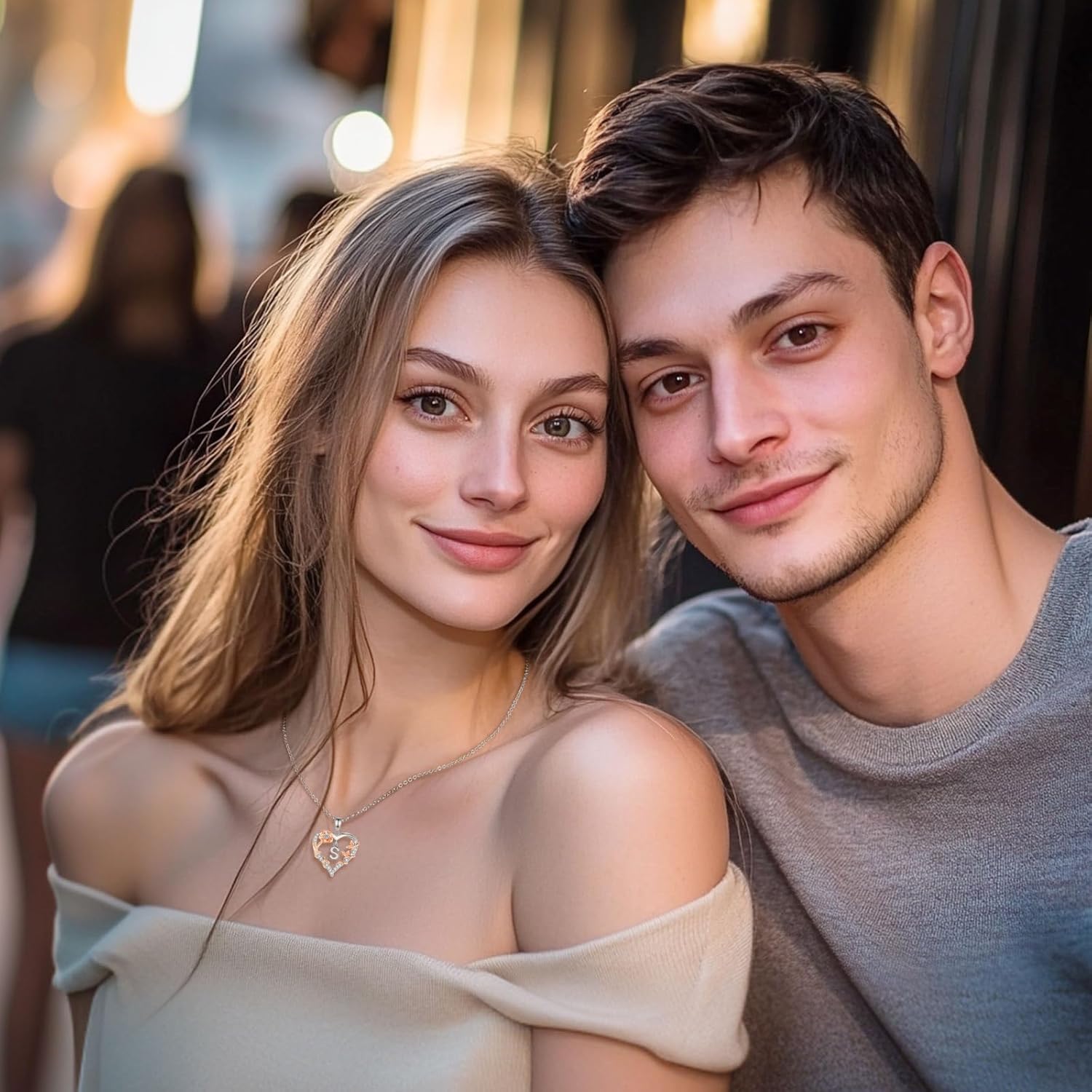 EUDORA Rose Heart Initial Necklace for Women Letter Alphabet Initial Necklaces Copper Rhodium Plated Pendant with Cubic Zirconia, Initials Jewelry Gifts for Women Wife Mother, 18" - Image 5