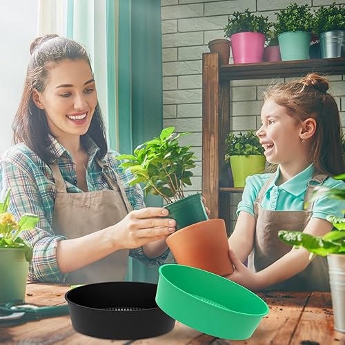 Miniatura 7 de HOTBEST 4 piezas de tamiz de tierra de jardín, bandeja redonda de malla, fácil de usar, plástico, verde y gris, 7.2 x 8.1 pulgadas