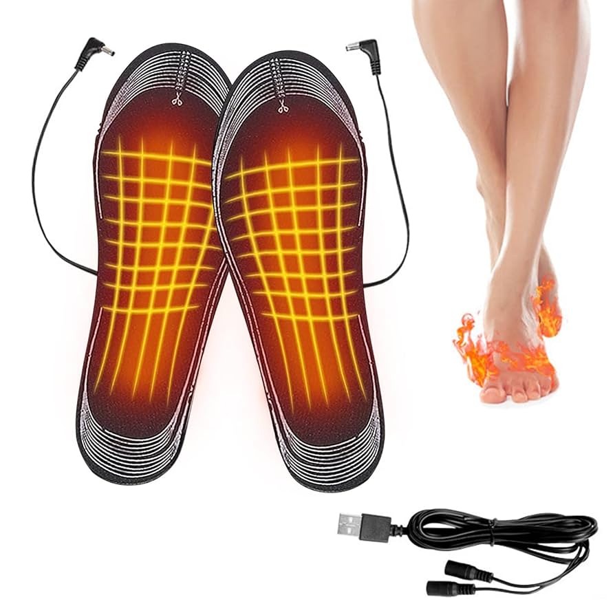 TFixol Heated Insoles USB Electric Heating Warm Insoles Washable Reusable Keep Feet Warm For W For Hiking Skiing Skateboarding En And Women