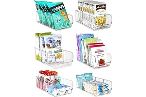 ELTOW 6-Pack Snack Organizer for Pantry, Maximize Kitchen Space with Removable Dividers