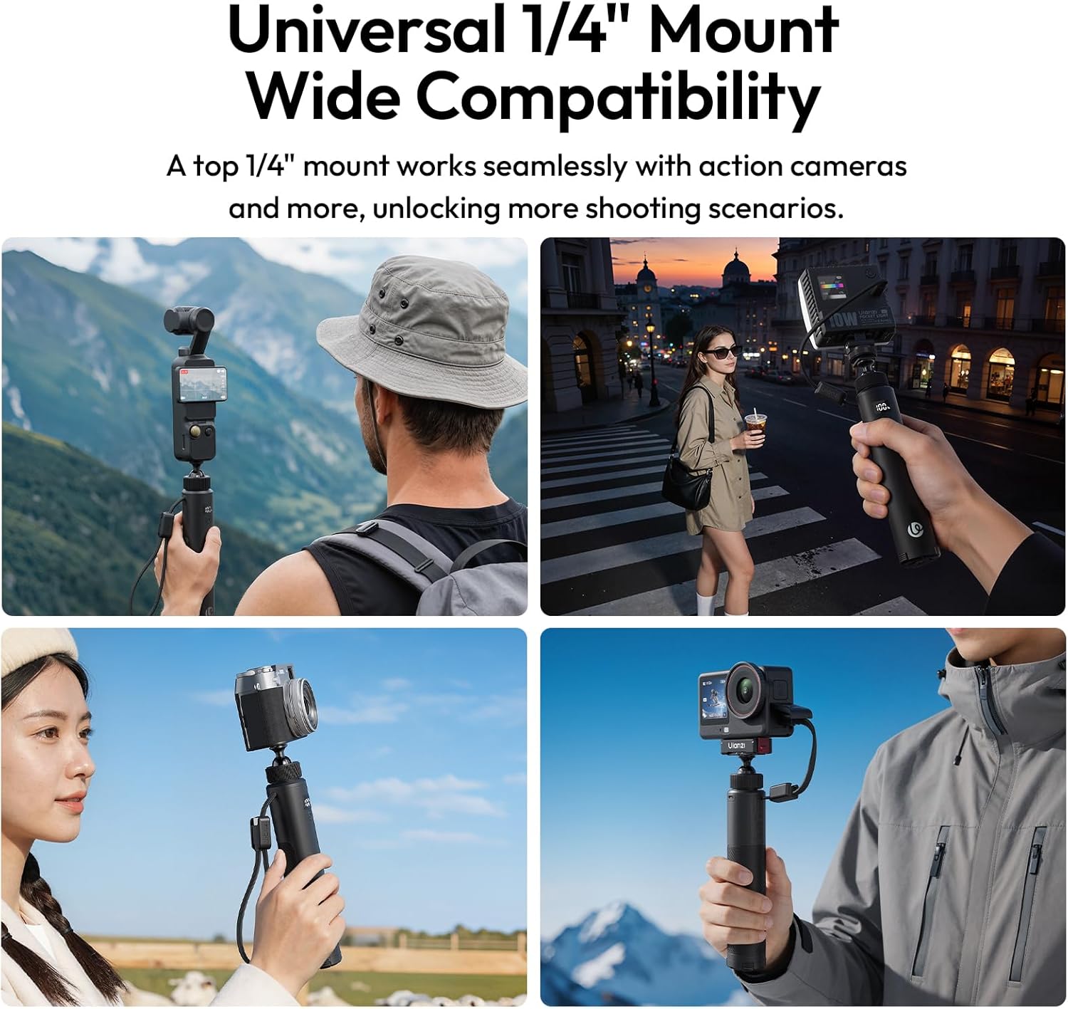 ULANZI MA93 Battery Grip, 10000mAh Camera Handheld Battery Handle Grip with Hidden Tripod 360, Real-time LCD Display, Universal 1/4'' Screw Mount Interface for Action Cameras Power Stick Hand Grip