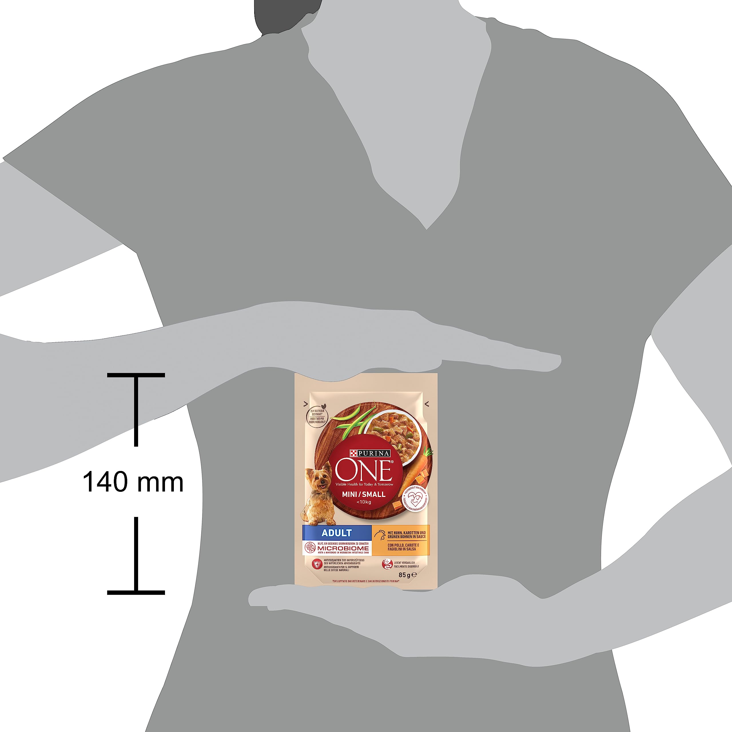 PURINA ONE Mini/Small Adult mokra karma dla małych psów, bogata w kurczaki i warzywa, 26 sztuk (26 x 85 g)