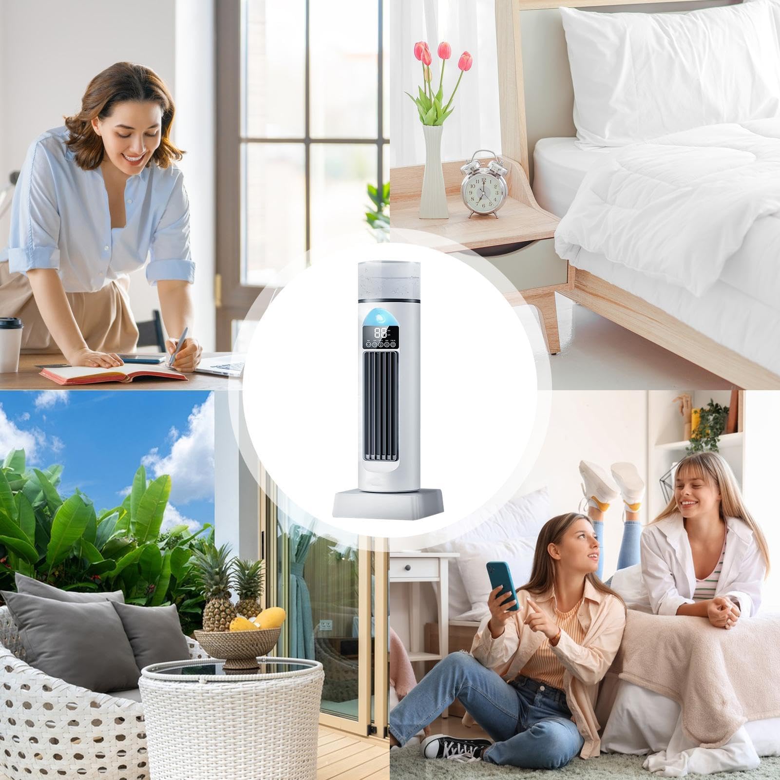Raffrescatore D'aria Condizionatore Portatile, Dispositivo Rinfrescante Senza Pale Umidificatore Evaporativo Silenzioso Con Timer E Telecomando Per Camera Ufficio