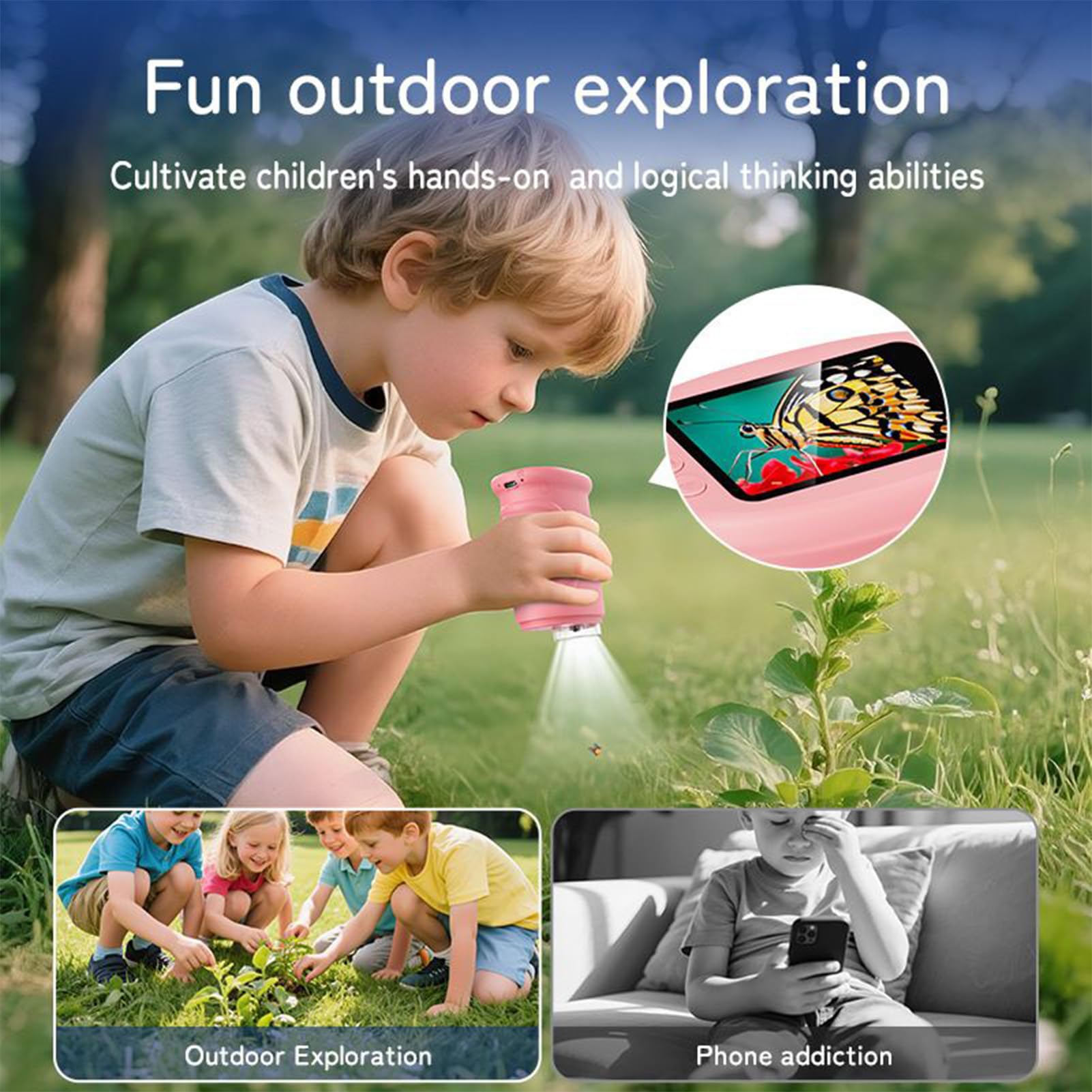 Microscopio Digitale per Bambini Giocattoli Scientifici Educativi | Microscopio Digitale Manuale con Schermo 5 cm Per Ragazzi Casa Laboratorio Esplorazione Natura